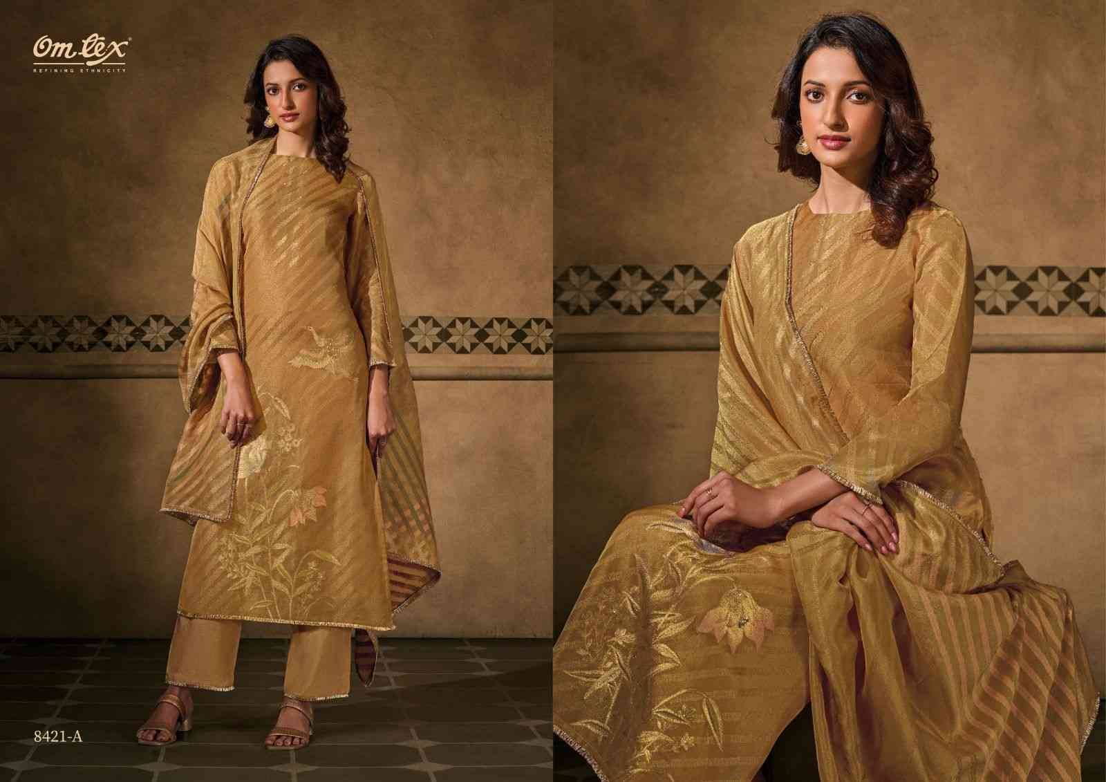 Rianshi By Om Tex 8421-A To 8421-D Series Beautiful Festive Suits Colorful Stylish Fancy Casual Wear & Ethnic Wear Elice Silk Tissue Dresses At Wholesale Price