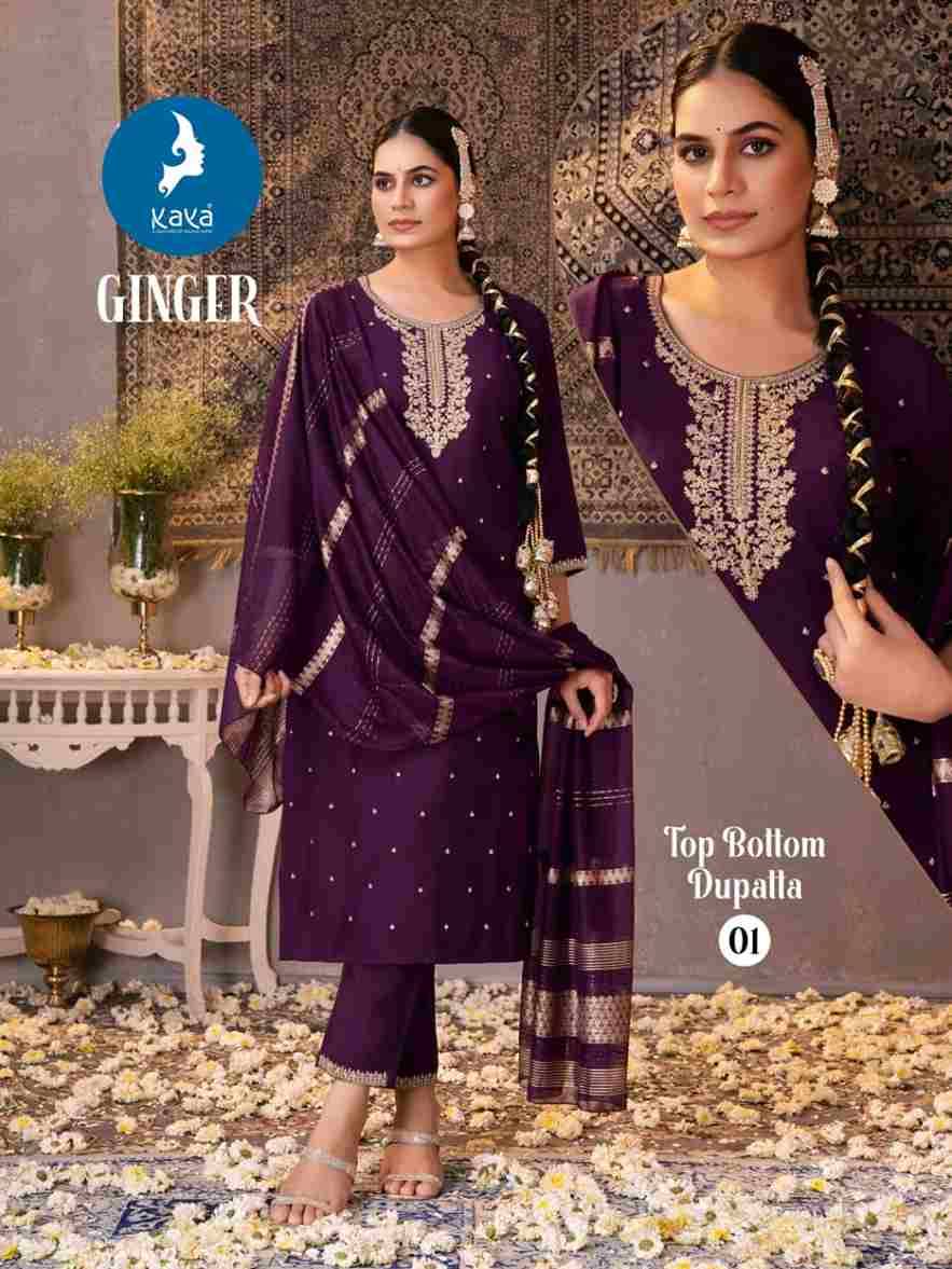 Ginger By Kaya 01 To 06 Series Designer Festive Suits Beautiful Stylish Fancy Colorful Party Wear & Occasional Wear Roman Silk Dresses At Wholesale Price