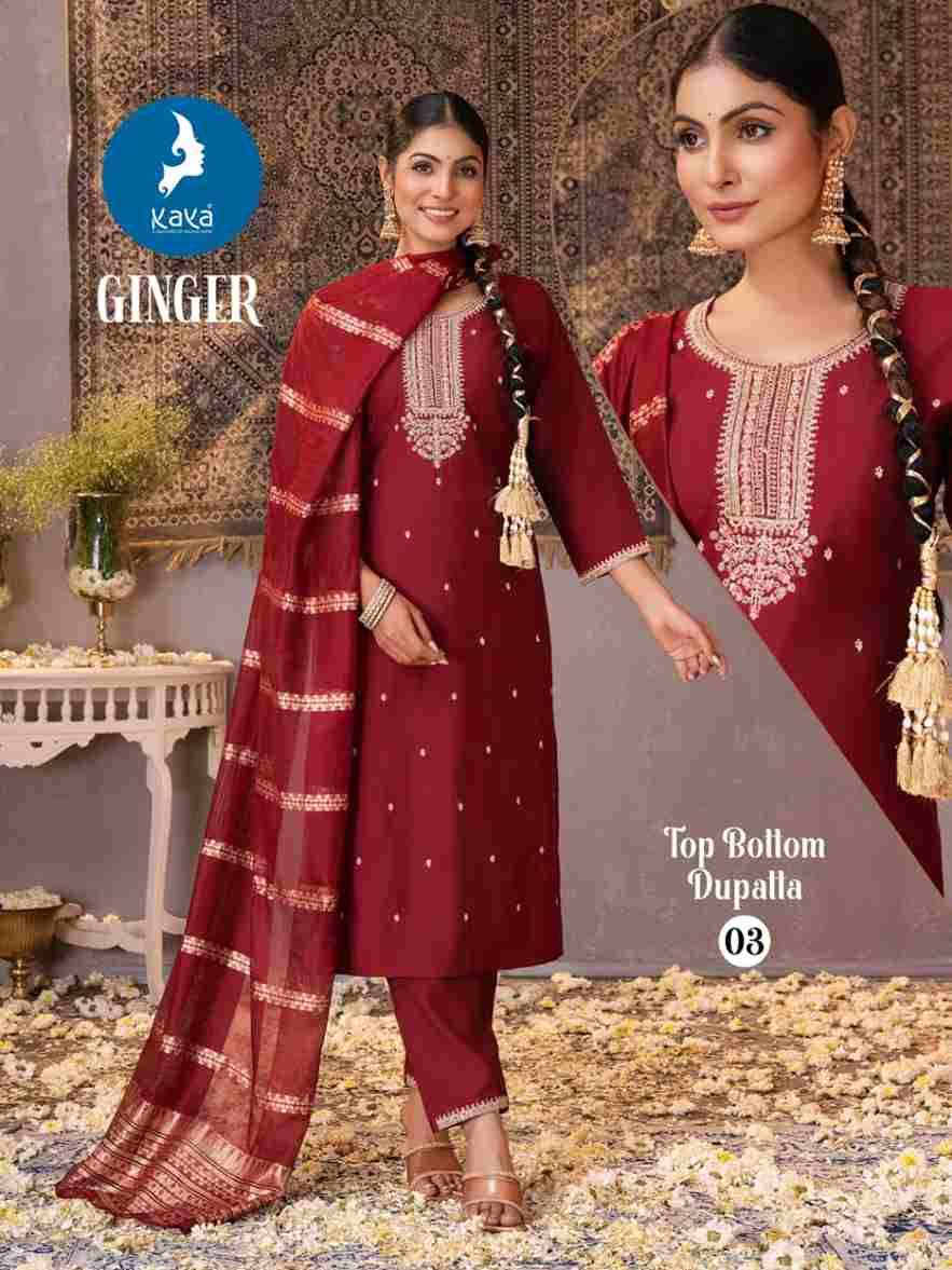 Ginger By Kaya 01 To 06 Series Designer Festive Suits Beautiful Stylish Fancy Colorful Party Wear & Occasional Wear Roman Silk Dresses At Wholesale Price