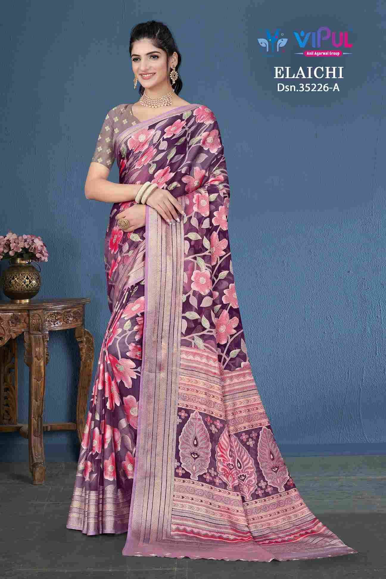 Elaichi 35226 By Vipul Fashion 35226-A To 35226-D Series Indian Traditional Wear Collection Beautiful Stylish Fancy Colorful Party Wear & Occasional Wear Silk Brasso Sarees At Wholesale Price