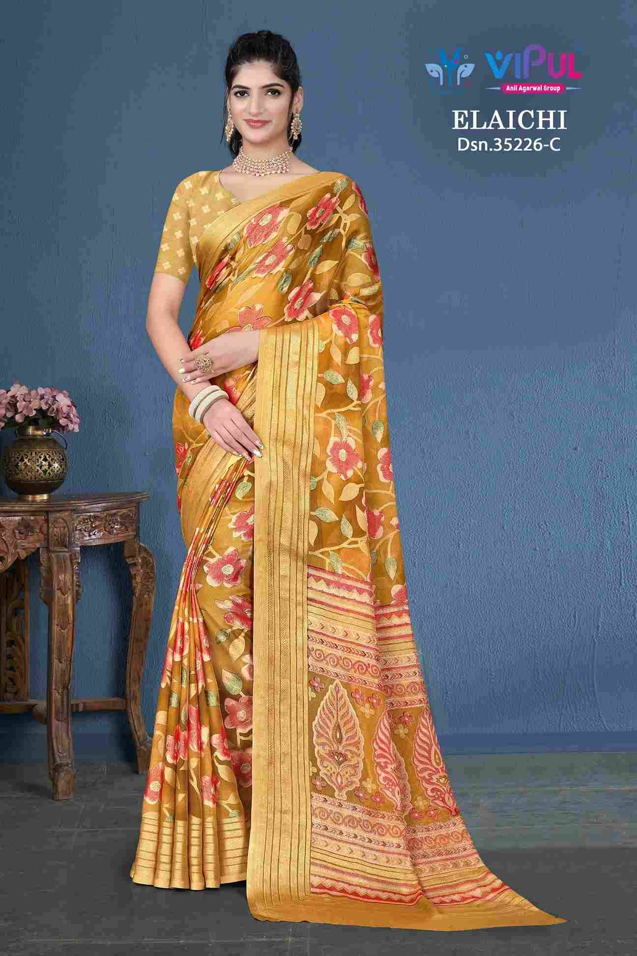 Elaichi 35226 By Vipul Fashion 35226-A To 35226-D Series Indian Traditional Wear Collection Beautiful Stylish Fancy Colorful Party Wear & Occasional Wear Silk Brasso Sarees At Wholesale Price