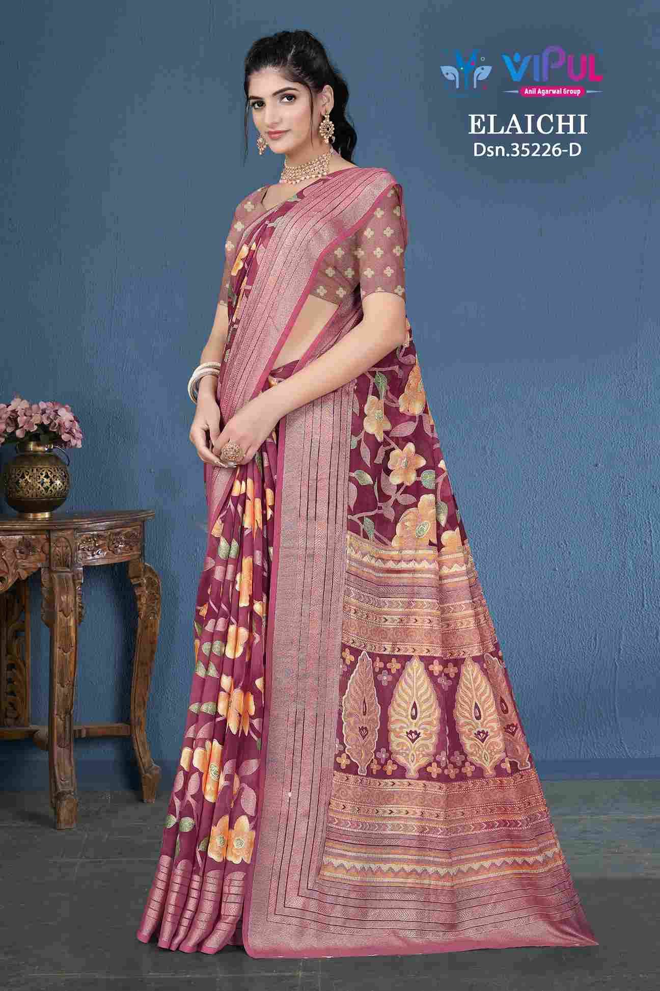 Elaichi 35226 By Vipul Fashion 35226-A To 35226-D Series Indian Traditional Wear Collection Beautiful Stylish Fancy Colorful Party Wear & Occasional Wear Silk Brasso Sarees At Wholesale Price