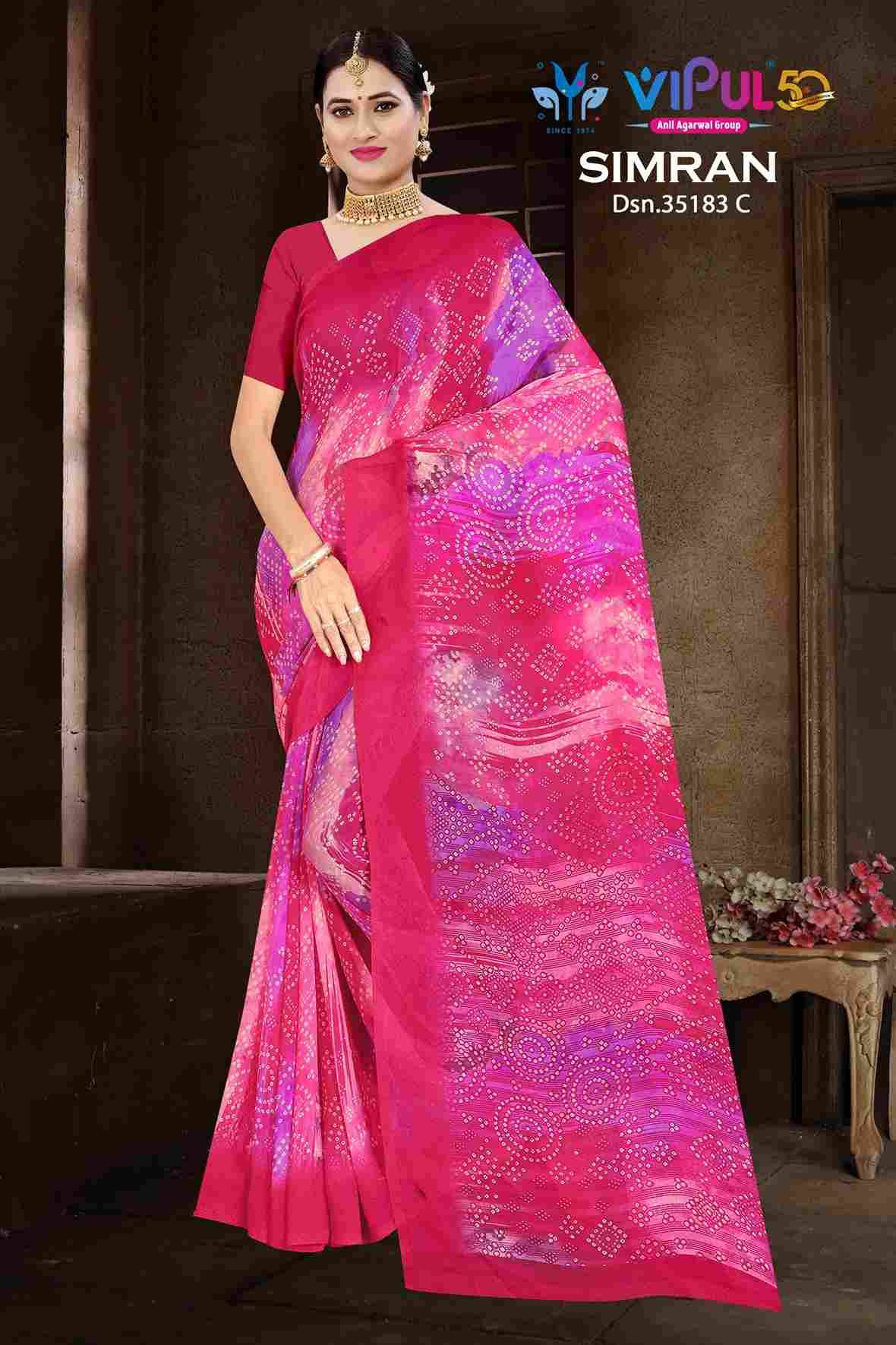 Simran 35183 By Vipul Fashion 35183-A To 35183-D Series Indian Traditional Wear Collection Beautiful Stylish Fancy Colorful Party Wear & Occasional Wear Georgette Sarees At Wholesale Price