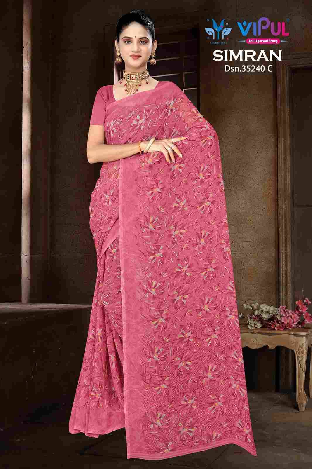 Simran 35240 By Vipul Fashion 35240-A To 35240-D Series Indian Traditional Wear Collection Beautiful Stylish Fancy Colorful Party Wear & Occasional Wear Georgette Sarees At Wholesale Price