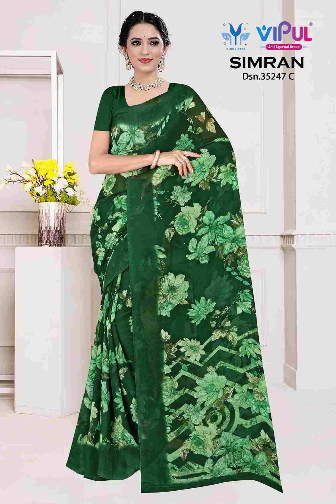 Simran 35247 By Vipul Fashion 35247-A To 35247-D Series Indian Traditional Wear Collection Beautiful Stylish Fancy Colorful Party Wear & Occasional Wear Georgette Sarees At Wholesale Price