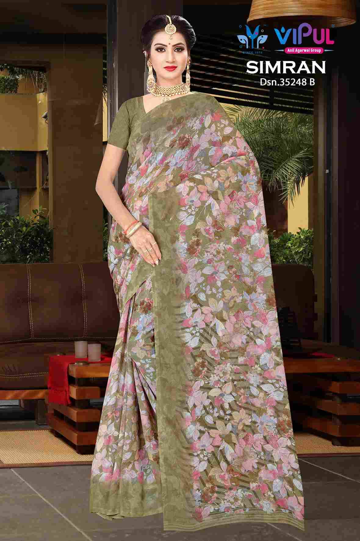 Simran 35248 By Vipul Fashion 35248-A To 35248-D Series Indian Traditional Wear Collection Beautiful Stylish Fancy Colorful Party Wear & Occasional Wear Georgette Sarees At Wholesale Price