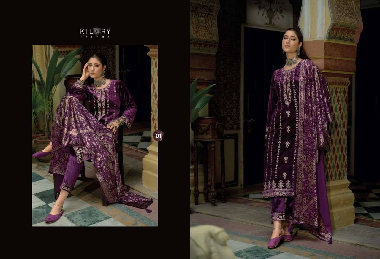 Fanna By Kilory 01 To 04 Series Beautiful Festive Suits Colorful Stylish Fancy Casual Wear & Ethnic Wear Pure Velvet Dresses At Wholesale Price