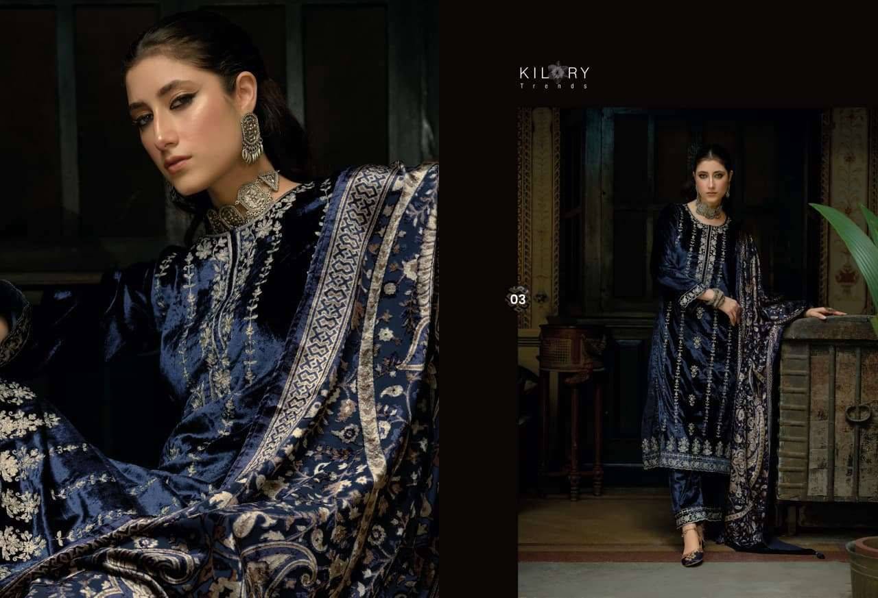 Fanna By Kilory 01 To 04 Series Beautiful Festive Suits Colorful Stylish Fancy Casual Wear & Ethnic Wear Pure Velvet Dresses At Wholesale Price