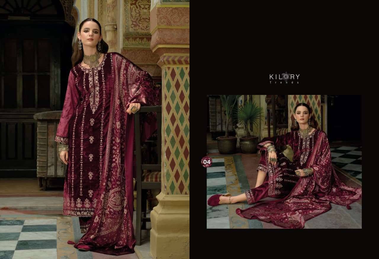 Fanna By Kilory 01 To 04 Series Beautiful Festive Suits Colorful Stylish Fancy Casual Wear & Ethnic Wear Pure Velvet Dresses At Wholesale Price