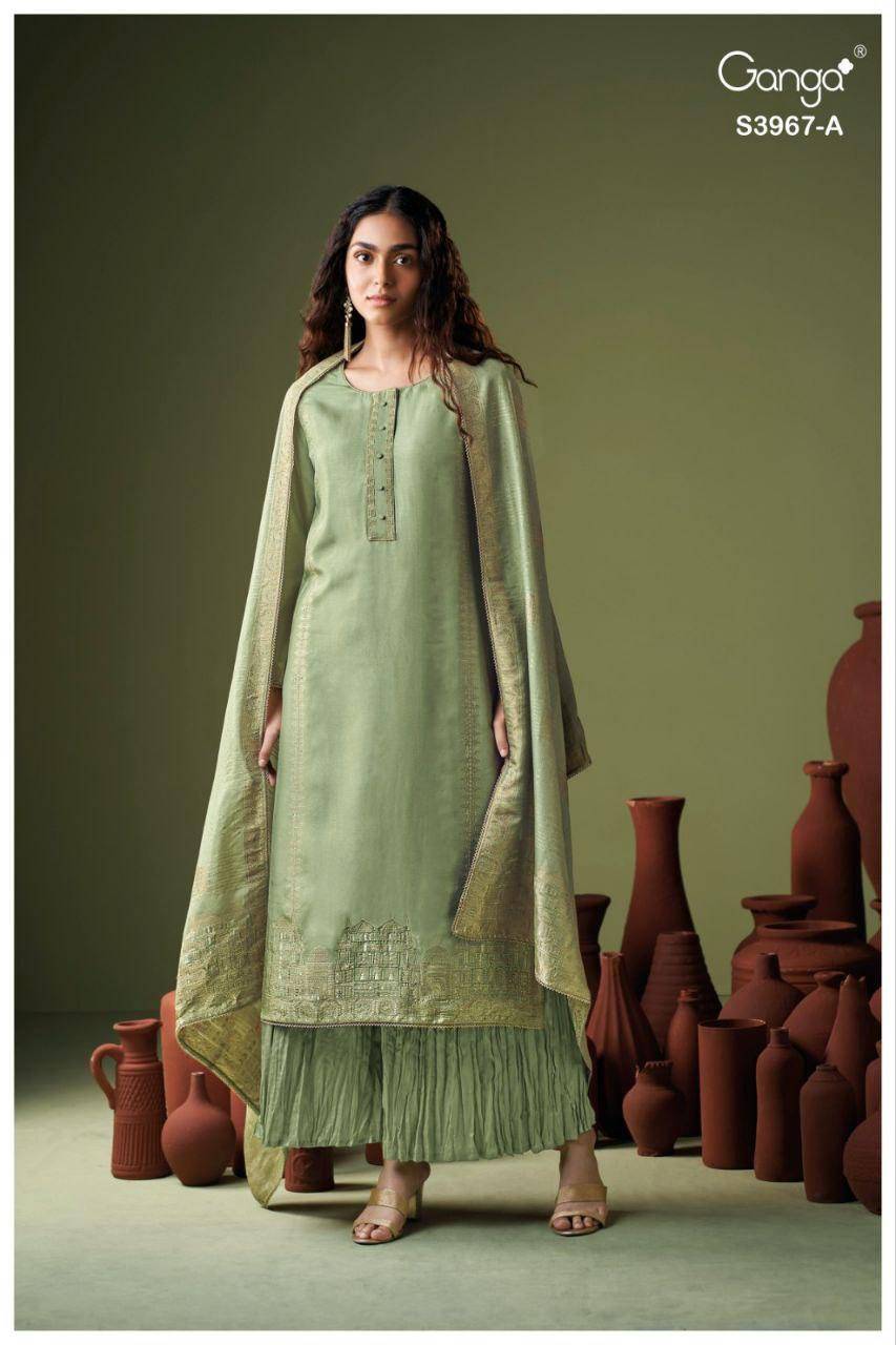 Giah-3967 By Ganga Fashion 3967-A To 3967-B Series Beautiful Festive Suits Stylish Colorful Fancy Casual Wear & Ethnic Wear Premium Pure Bemberg Tussar Silk Dresses At Wholesale Price