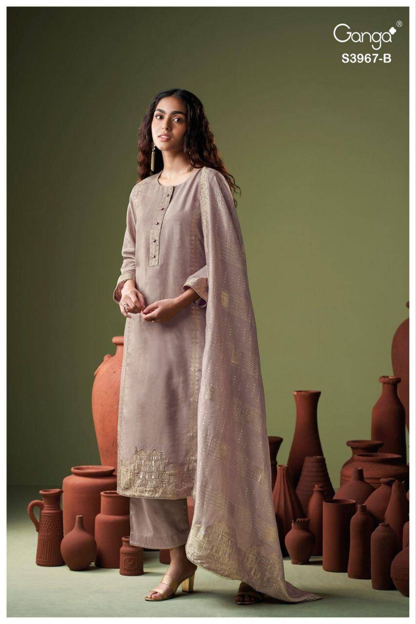 Giah-3967 By Ganga Fashion 3967-A To 3967-B Series Beautiful Festive Suits Stylish Colorful Fancy Casual Wear & Ethnic Wear Premium Pure Bemberg Tussar Silk Dresses At Wholesale Price