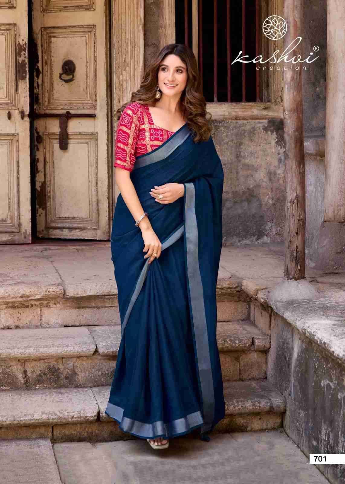 Abhilasha Vol-7 By Kashvi Creation 701 To 708 Series Indian Traditional Wear Collection Beautiful Stylish Fancy Colorful Party Wear & Occasional Wear Linen Silk Sarees At Wholesale Price