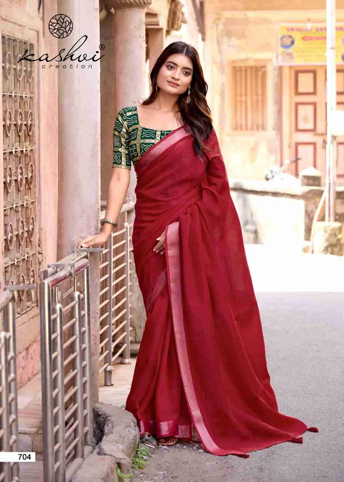 Abhilasha Vol-7 By Kashvi Creation 701 To 708 Series Indian Traditional Wear Collection Beautiful Stylish Fancy Colorful Party Wear & Occasional Wear Linen Silk Sarees At Wholesale Price