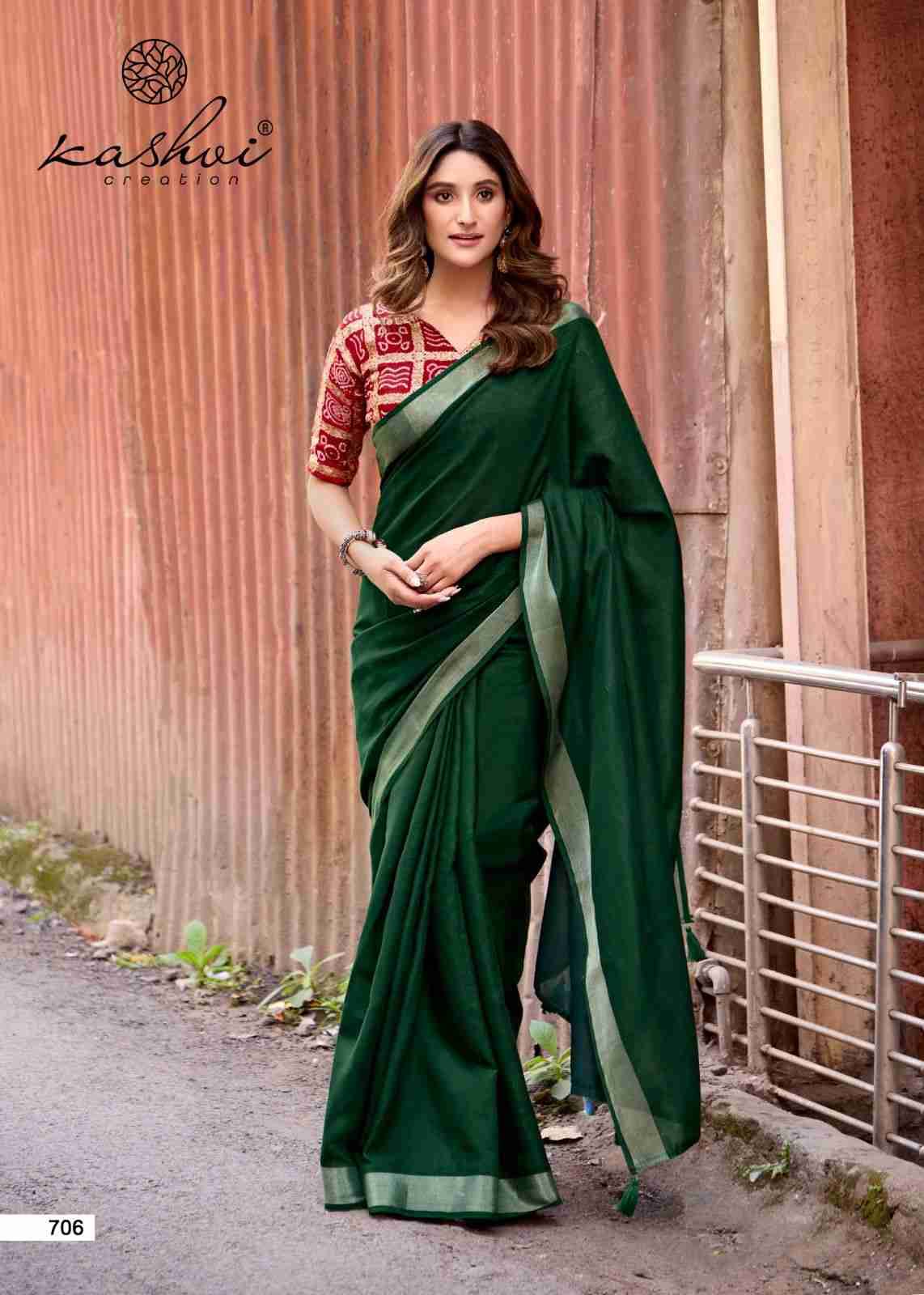 Abhilasha Vol-7 By Kashvi Creation 701 To 708 Series Indian Traditional Wear Collection Beautiful Stylish Fancy Colorful Party Wear & Occasional Wear Linen Silk Sarees At Wholesale Price