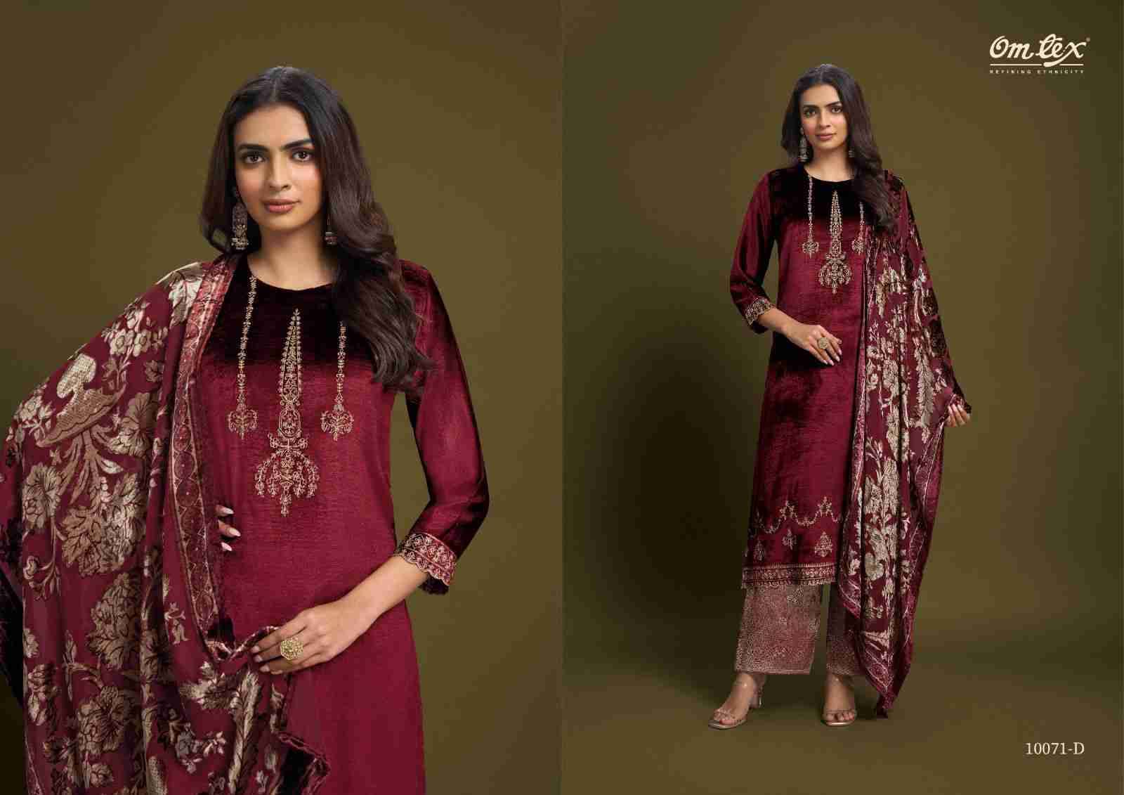 Ritha Vol-37 By Om Tex 10071-A To 10071-D Series Beautiful Festive Suits Colorful Stylish Fancy Casual Wear & Ethnic Wear Pure Viscose Velvet Dresses At Wholesale Price