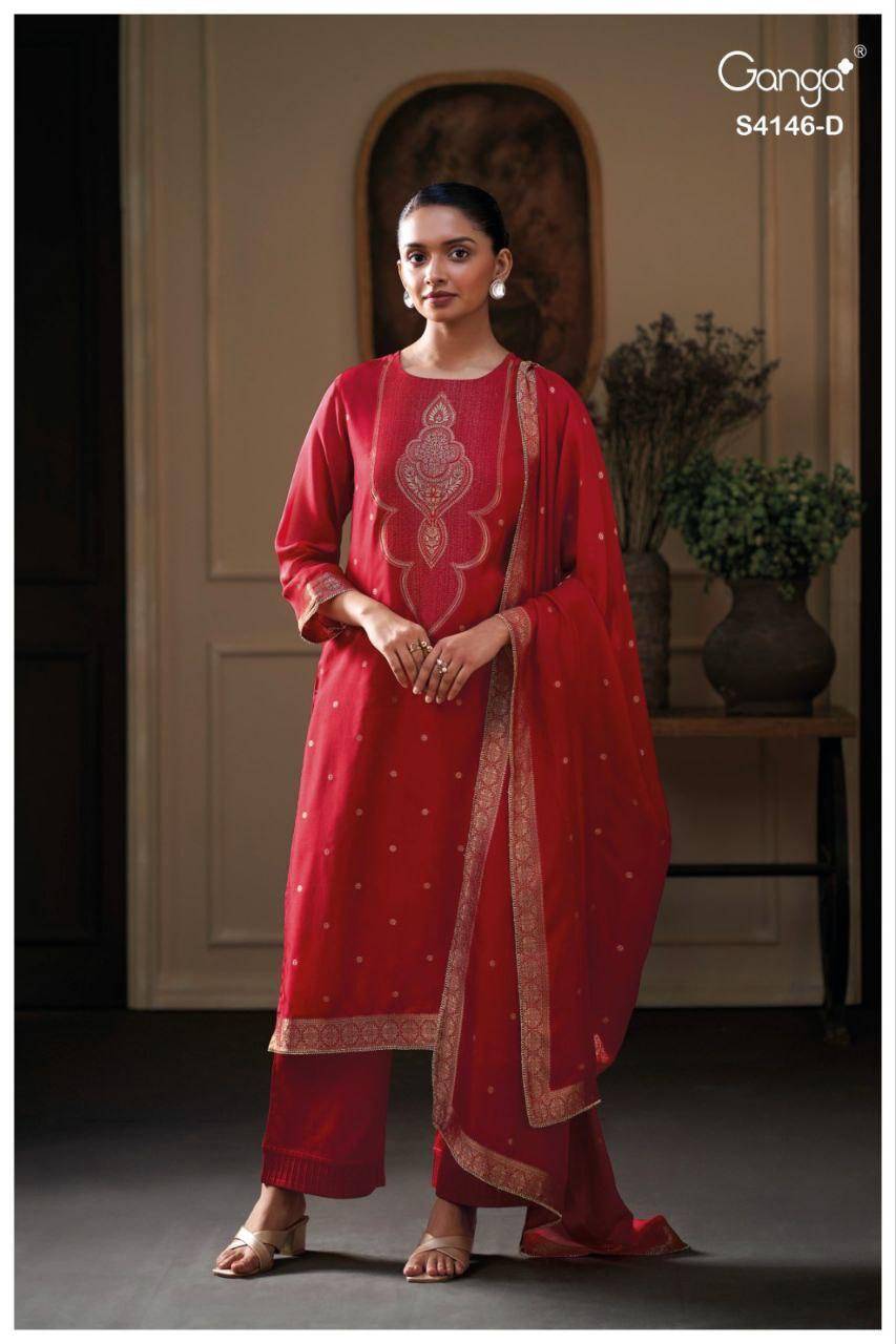 Tiyah-4146 By Ganga Fashion 4146-A To 4146-B Series Beautiful Festive Suits Stylish Colorful Fancy Casual Wear & Ethnic Wear Premium Pure Viscose Dresses At Wholesale Price