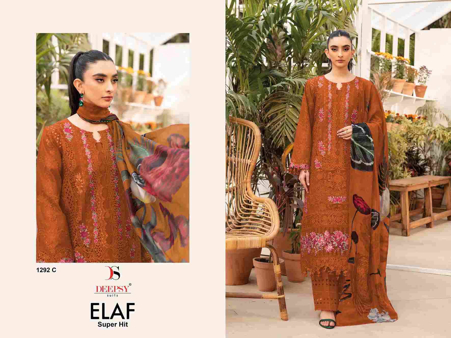 Elaf 1292 Colours By Deepsy Suits 1292-A To 1292-D Series Designer Pakistani Suits Beautiful Fancy Stylish Colorful Party Wear & Occasional Wear Pure Cotton Dresses At Wholesale Price
