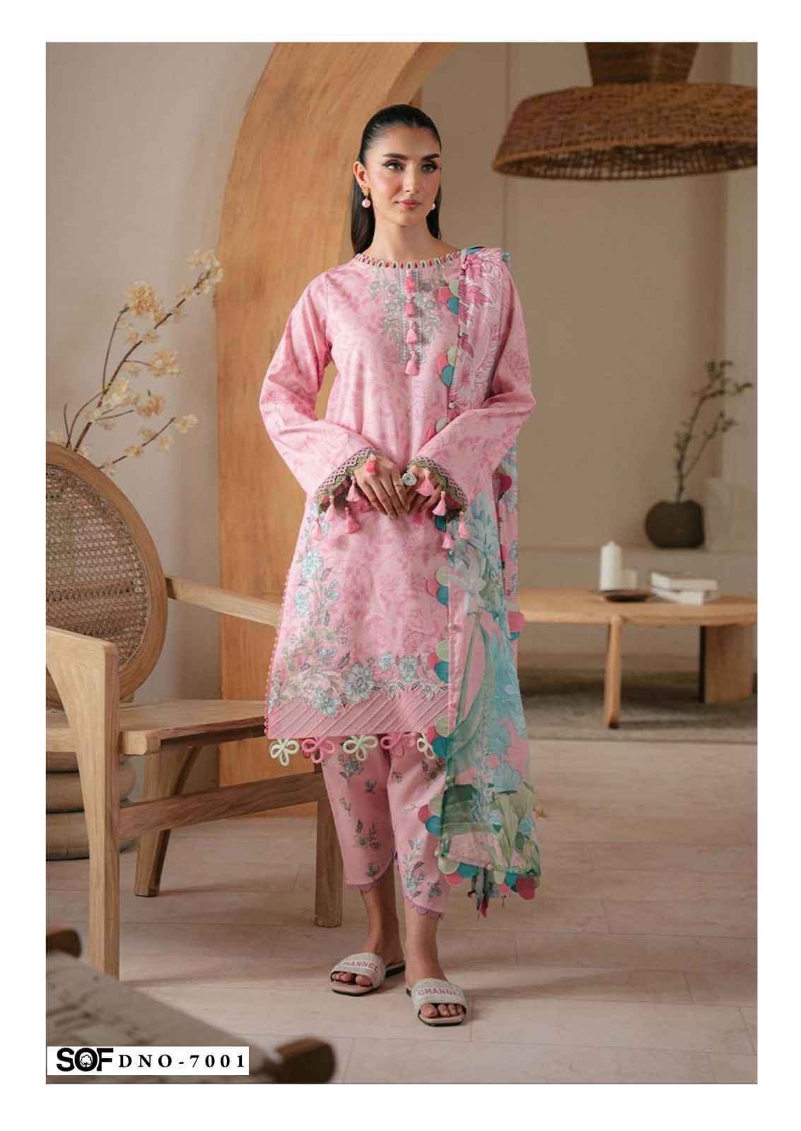 Saira Rizwan Vol-7 By Shree Om Fab 7001 To 7006 Series Designer Pakistani Suits Beautiful Fancy Stylish Colorful Party Wear & Occasional Wear Pure Lawn With Embroidery Dresses At Wholesale Price