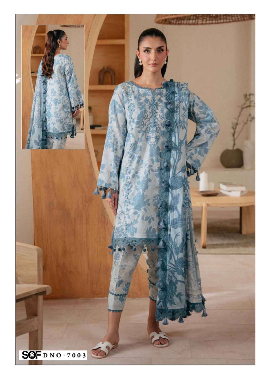 Saira Rizwan Vol-7 By Shree Om Fab 7001 To 7006 Series Designer Pakistani Suits Beautiful Fancy Stylish Colorful Party Wear & Occasional Wear Pure Lawn With Embroidery Dresses At Wholesale Price