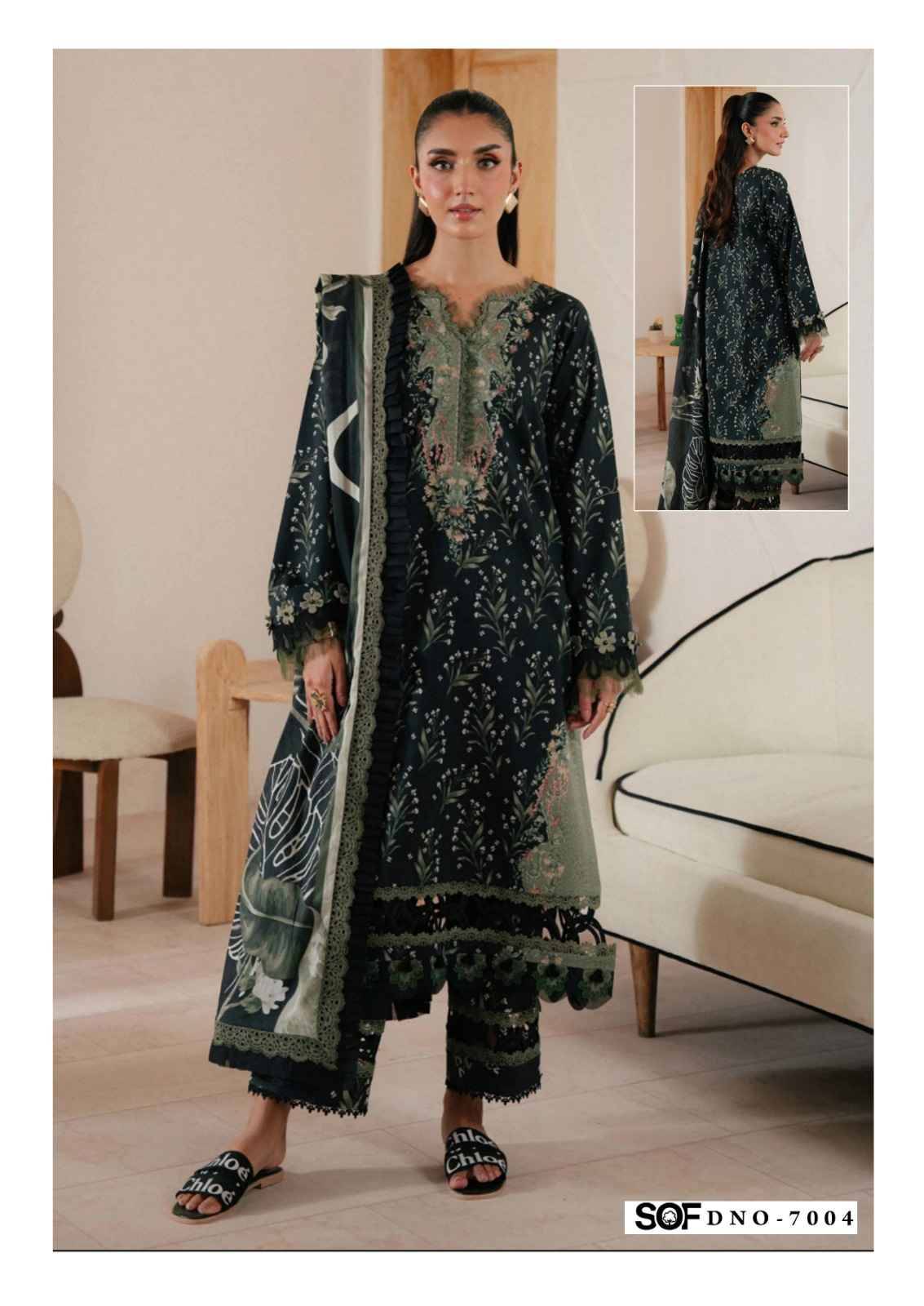 Saira Rizwan Vol-7 By Shree Om Fab 7001 To 7006 Series Designer Pakistani Suits Beautiful Fancy Stylish Colorful Party Wear & Occasional Wear Pure Lawn With Embroidery Dresses At Wholesale Price