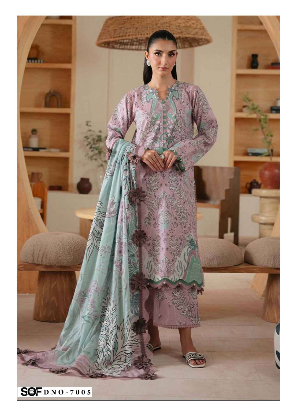 Saira Rizwan Vol-7 By Shree Om Fab 7001 To 7006 Series Designer Pakistani Suits Beautiful Fancy Stylish Colorful Party Wear & Occasional Wear Pure Lawn With Embroidery Dresses At Wholesale Price