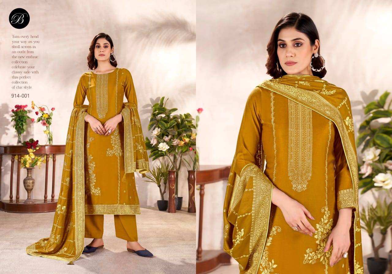 Motif By Belliza 914-001 To 914-004 Series Beautiful Festive Suits Stylish Fancy Colorful Casual Wear & Ethnic Wear Pure Viscose Pashmina Print Dresses At Wholesale Price