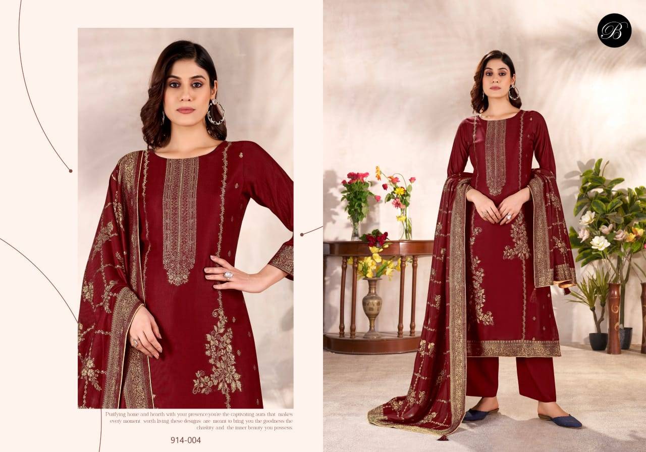 Motif By Belliza 914-001 To 914-004 Series Beautiful Festive Suits Stylish Fancy Colorful Casual Wear & Ethnic Wear Pure Viscose Pashmina Print Dresses At Wholesale Price