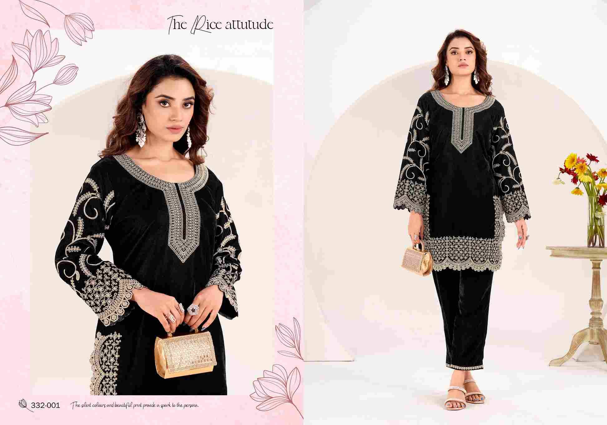 Shanvi By Gulvez Prints 332 -001 To 332-004 Series Festive Suits Beautiful Fancy Colorful Stylish Party Wear & Occasional Wear Premium Velvet Embroidery Dresses At Wholesale Price