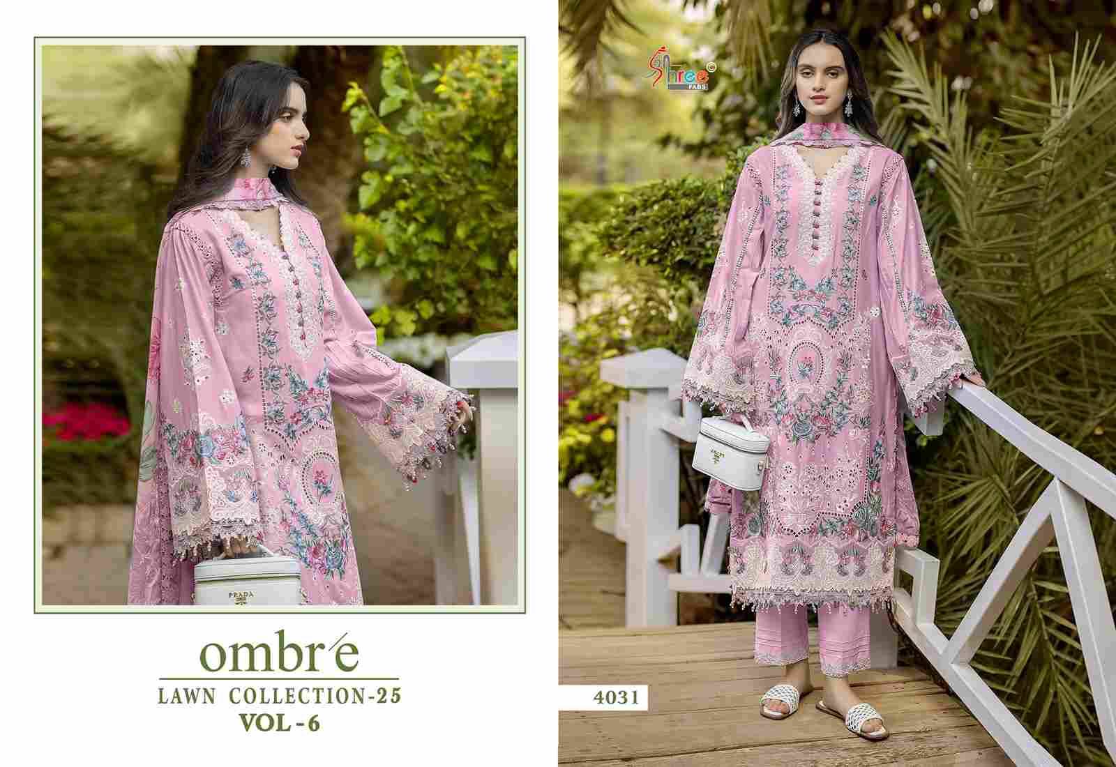 Ombre Lawn Collection-25 Vol-6 By Shree Fabs 4031 To 4036 Series Beautiful Pakistani Suits Stylish Fancy Colorful Party Wear & Occasional Wear Pure Cotton Embroidery Dresses At Wholesale Price