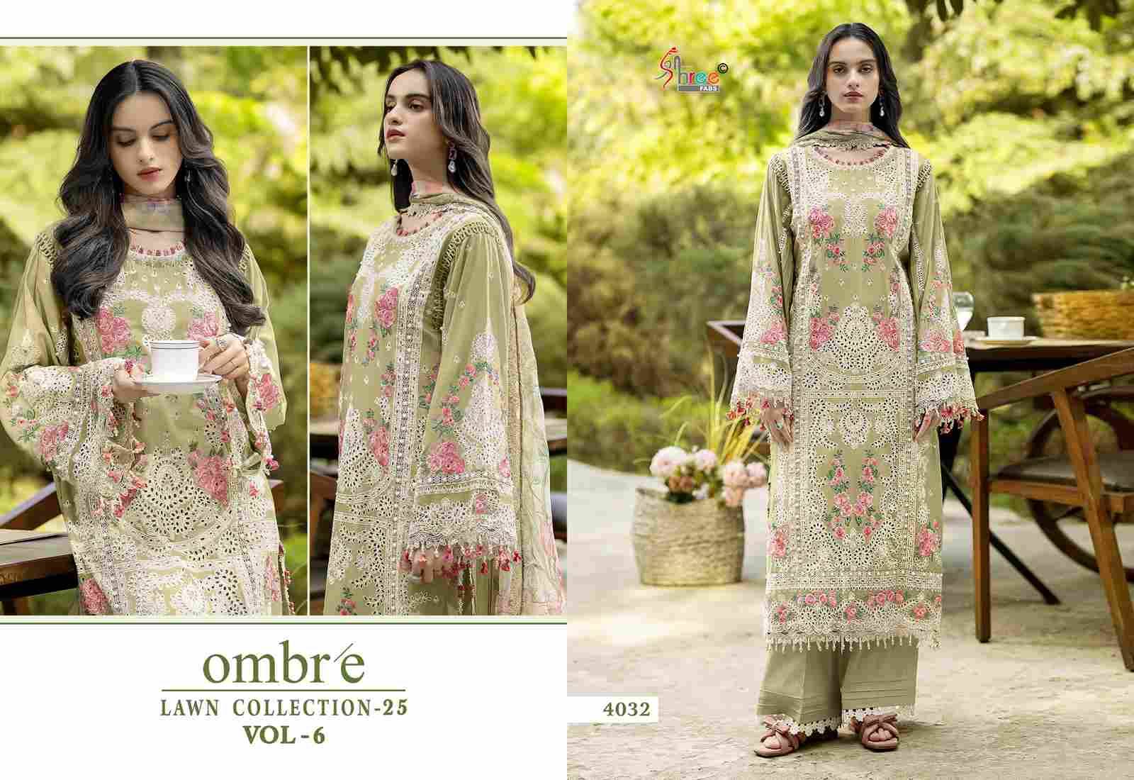 Ombre Lawn Collection-25 Vol-6 By Shree Fabs 4031 To 4036 Series Beautiful Pakistani Suits Stylish Fancy Colorful Party Wear & Occasional Wear Pure Cotton Embroidery Dresses At Wholesale Price