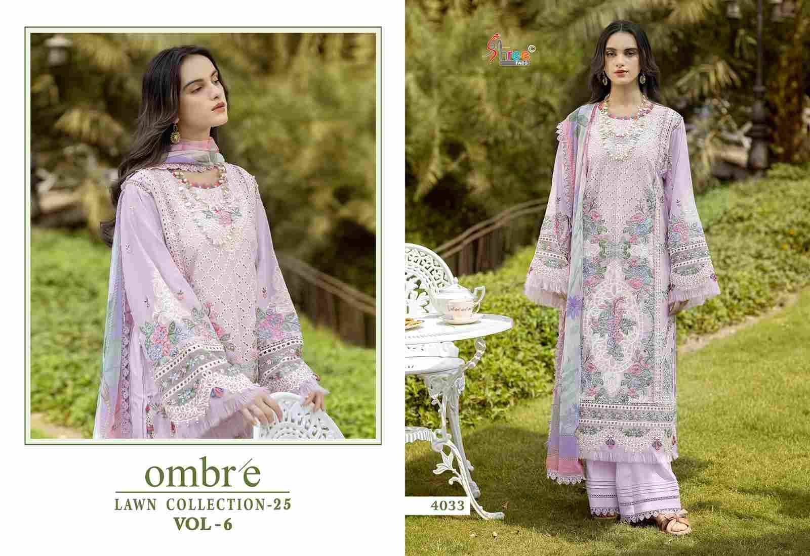 Ombre Lawn Collection-25 Vol-6 By Shree Fabs 4031 To 4036 Series Beautiful Pakistani Suits Stylish Fancy Colorful Party Wear & Occasional Wear Pure Cotton Embroidery Dresses At Wholesale Price