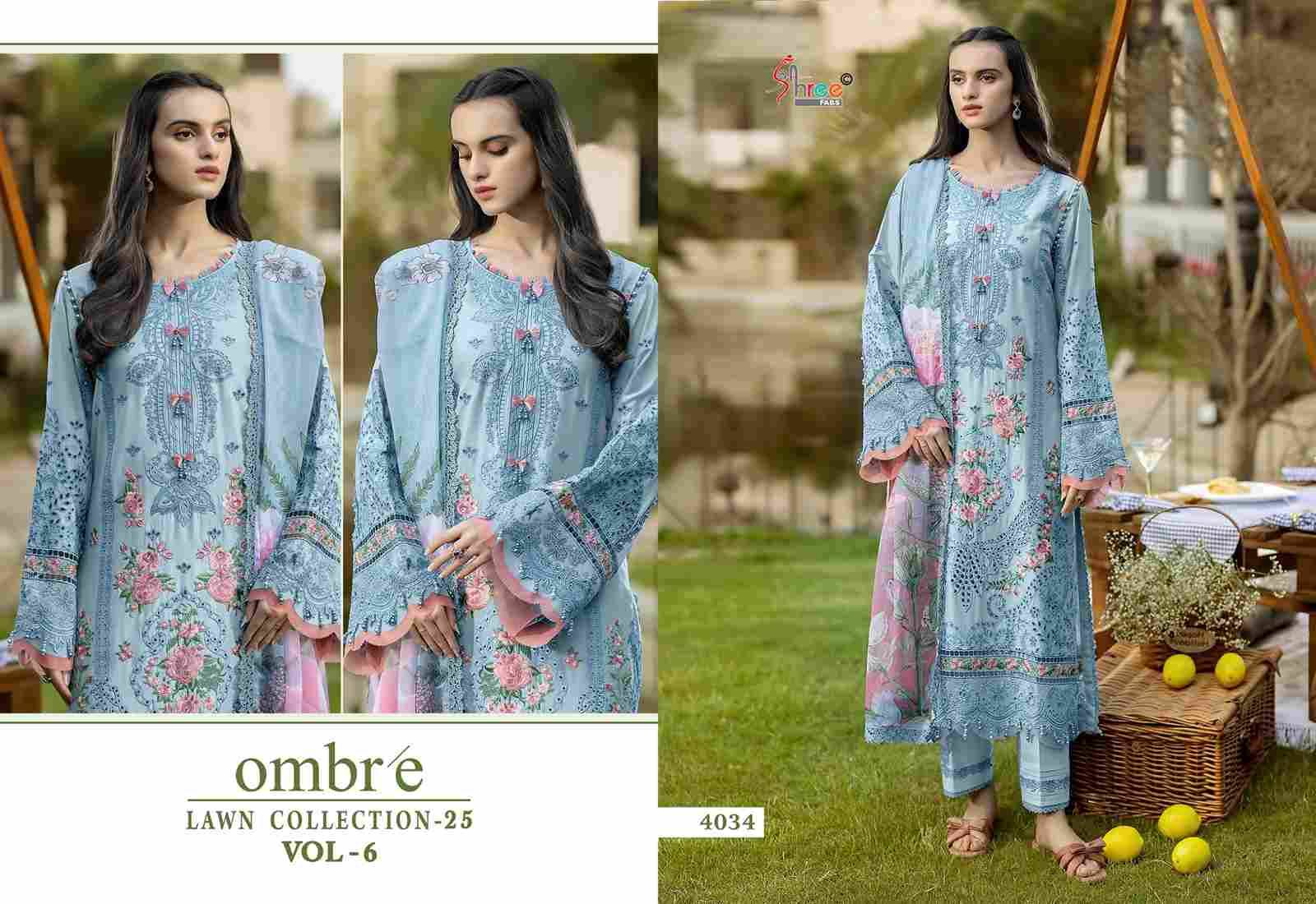 Ombre Lawn Collection-25 Vol-6 By Shree Fabs 4031 To 4036 Series Beautiful Pakistani Suits Stylish Fancy Colorful Party Wear & Occasional Wear Pure Cotton Embroidery Dresses At Wholesale Price