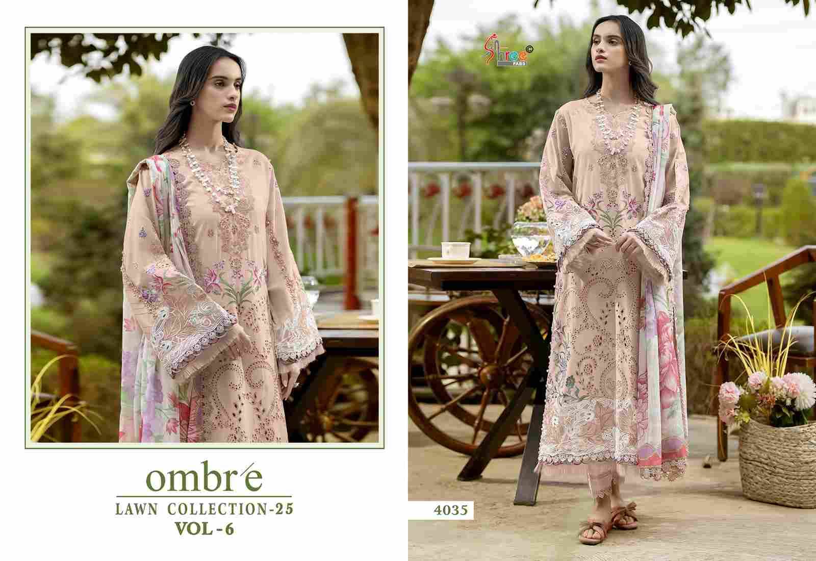Ombre Lawn Collection-25 Vol-6 By Shree Fabs 4031 To 4036 Series Beautiful Pakistani Suits Stylish Fancy Colorful Party Wear & Occasional Wear Pure Cotton Embroidery Dresses At Wholesale Price