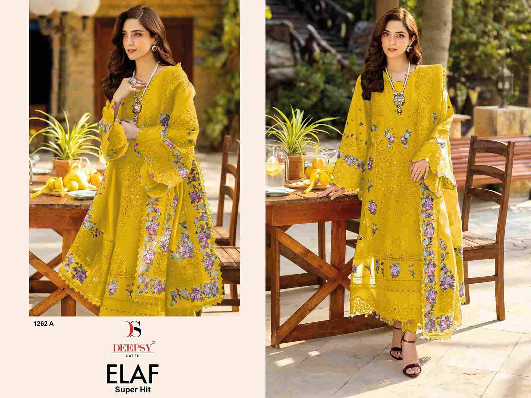 Elaf 1262 Colours By Deepsy Suits 1262-A To 1262-D Series Designer Pakistani Suits Beautiful Fancy Stylish Colorful Party Wear & Occasional Wear Pure Cotton Dresses At Wholesale Price