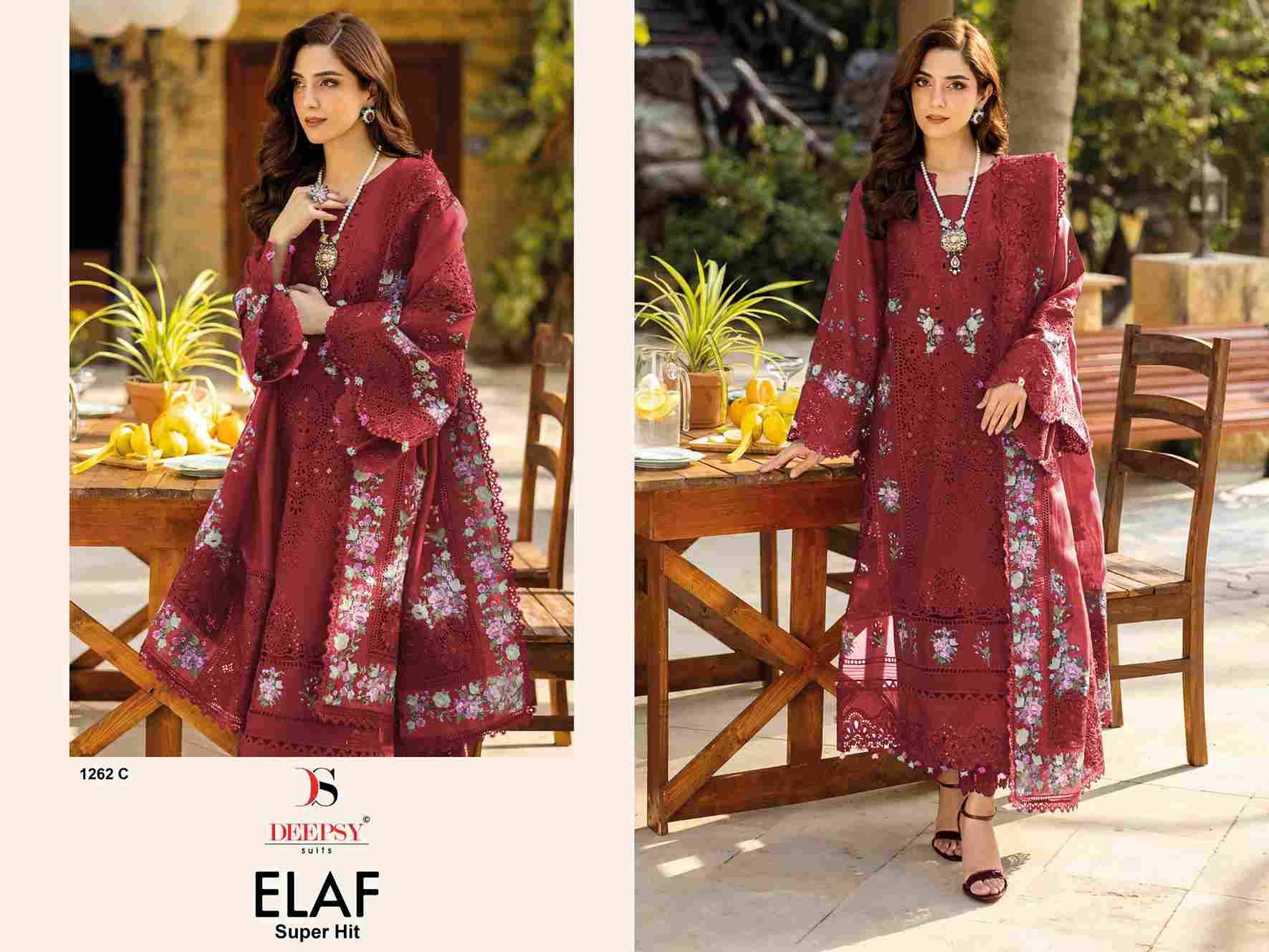 Elaf 1262 Colours By Deepsy Suits 1262-A To 1262-D Series Designer Pakistani Suits Beautiful Fancy Stylish Colorful Party Wear & Occasional Wear Pure Cotton Dresses At Wholesale Price