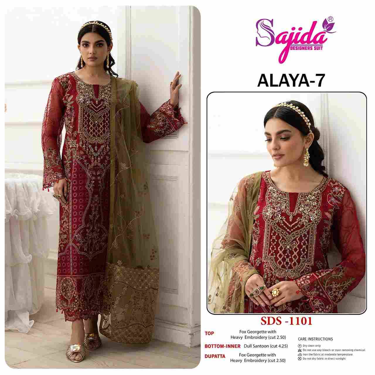 Anaya Vol-7 By Sajida Designer Suit 1100 To 1102 Series Designer Pakistani Suits Beautiful Fancy Stylish Colorful Party Wear & Occasional Wear Faux Georgette With Embroidery Dresses At Wholesale Price