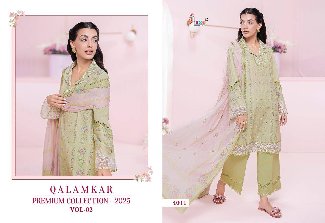 Qalamkar Premium Collection-2025 Vol-2 By Shree Fabs 4008 To 4013 Series Designer Pakistani Suits Beautiful Stylish Fancy Colorful Party Wear & Occasional Wear Pure Cotton Print Embroidered Dresses At Wholesale Price