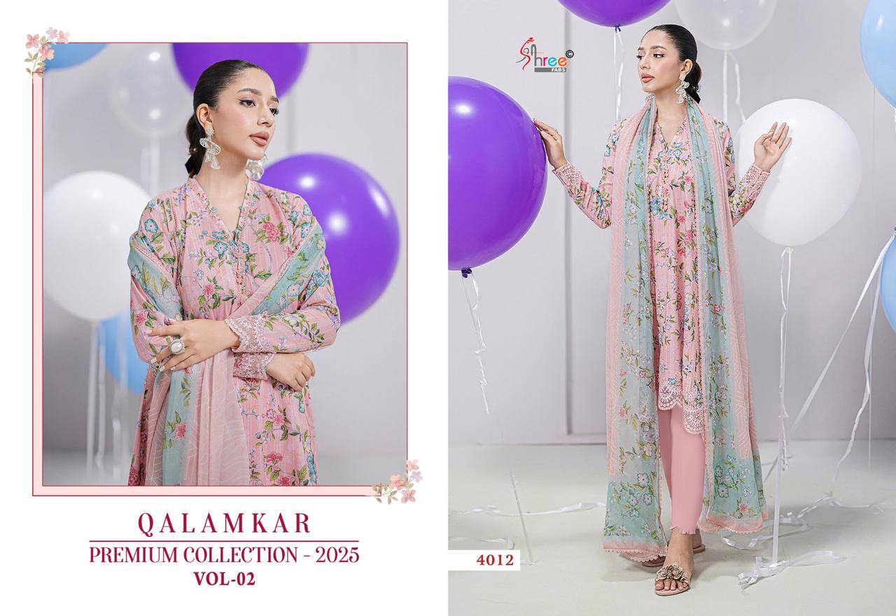 Qalamkar Premium Collection-2025 Vol-2 By Shree Fabs 4008 To 4013 Series Designer Pakistani Suits Beautiful Stylish Fancy Colorful Party Wear & Occasional Wear Pure Cotton Print Embroidered Dresses At Wholesale Price