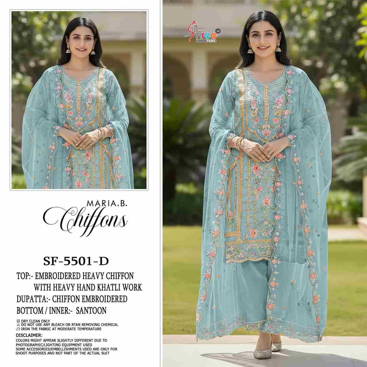 Shree Fabs Hit Design SF-5501 Colours By Shree Fabs SF-5501-A To SF-5501-D Series Beautiful Stylish Pakistani Suits Fancy Colorful Casual Wear & Ethnic Wear & Ready To Wear Chiffon Embroidery Dresses At Wholesale Price