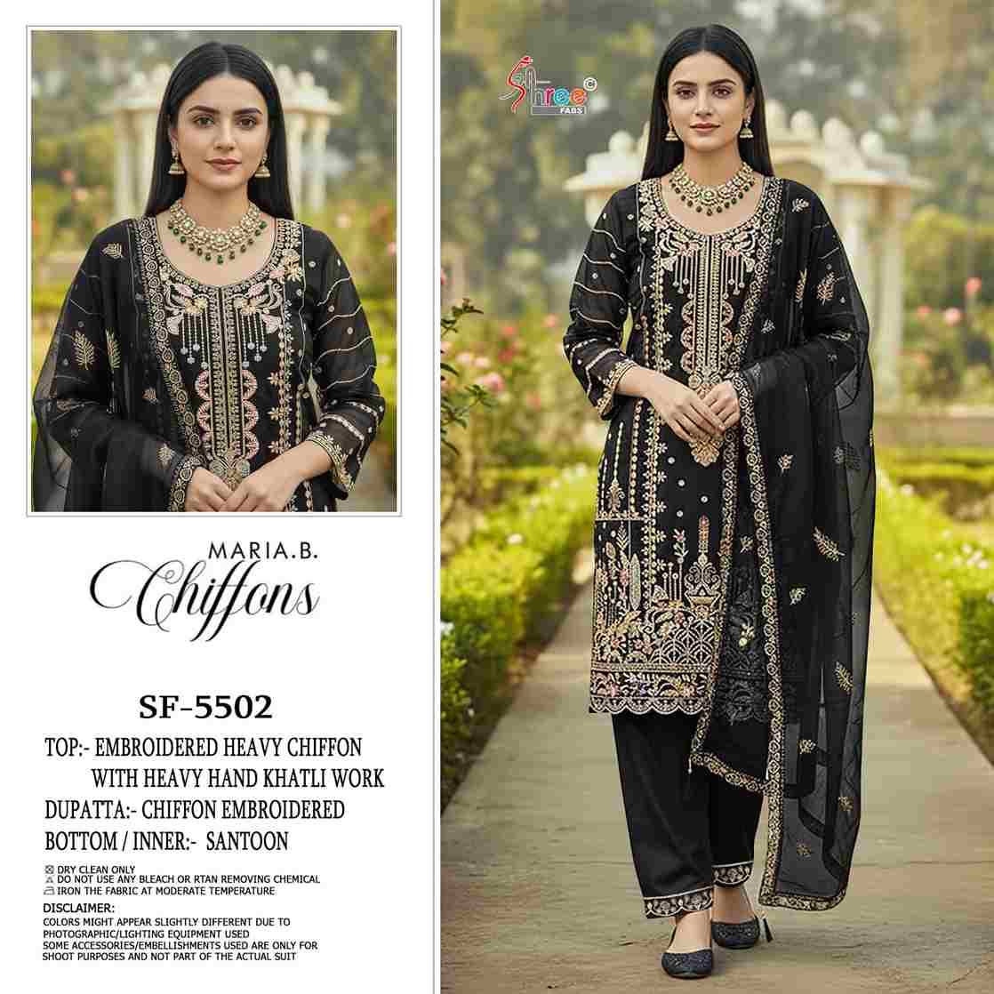 Shree Fabs Hit Design SF-5502 Colours By Shree Fabs SF-5502-A To SF-5502-D Series Beautiful Stylish Pakistani Suits Fancy Colorful Casual Wear & Ethnic Wear & Ready To Wear Chiffon Embroidery Dresses At Wholesale Price