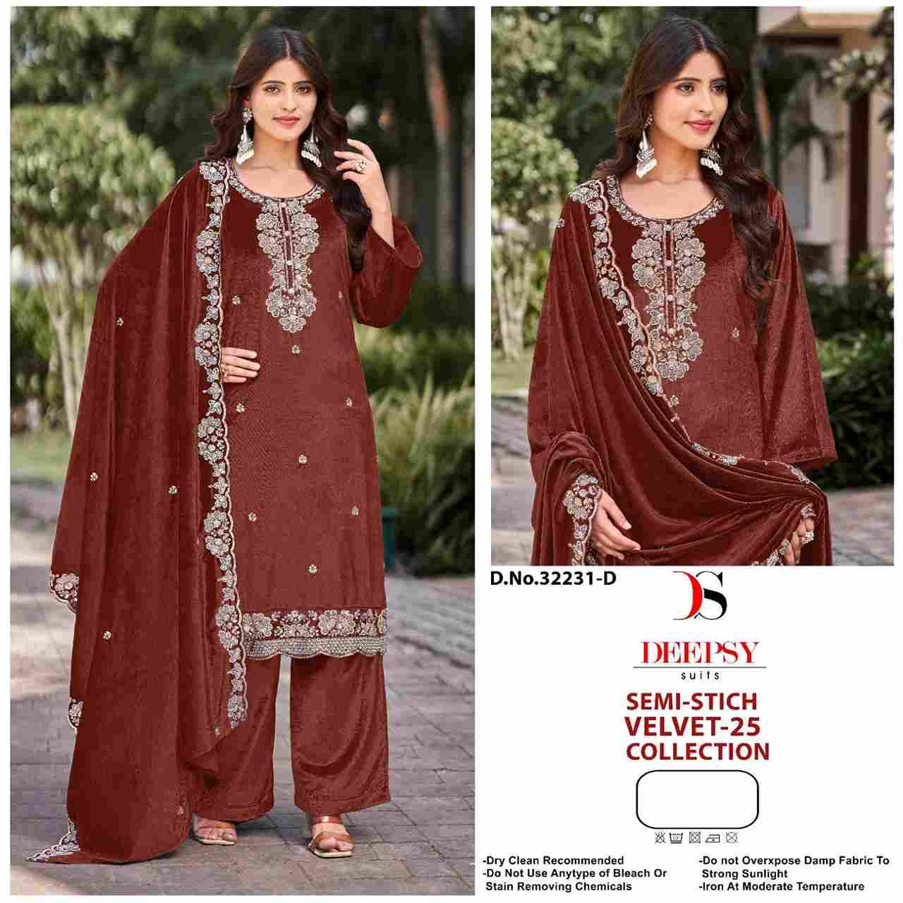 Velvet 32231 Colours By Deepsy Suits 32231-A To 32231-D Series Beautiful Stylish Pakistani Suits Fancy Colorful Casual Wear & Ethnic Wear & Ready To Wear Heavy Velvet Embroidery Dresses At Wholesale Price