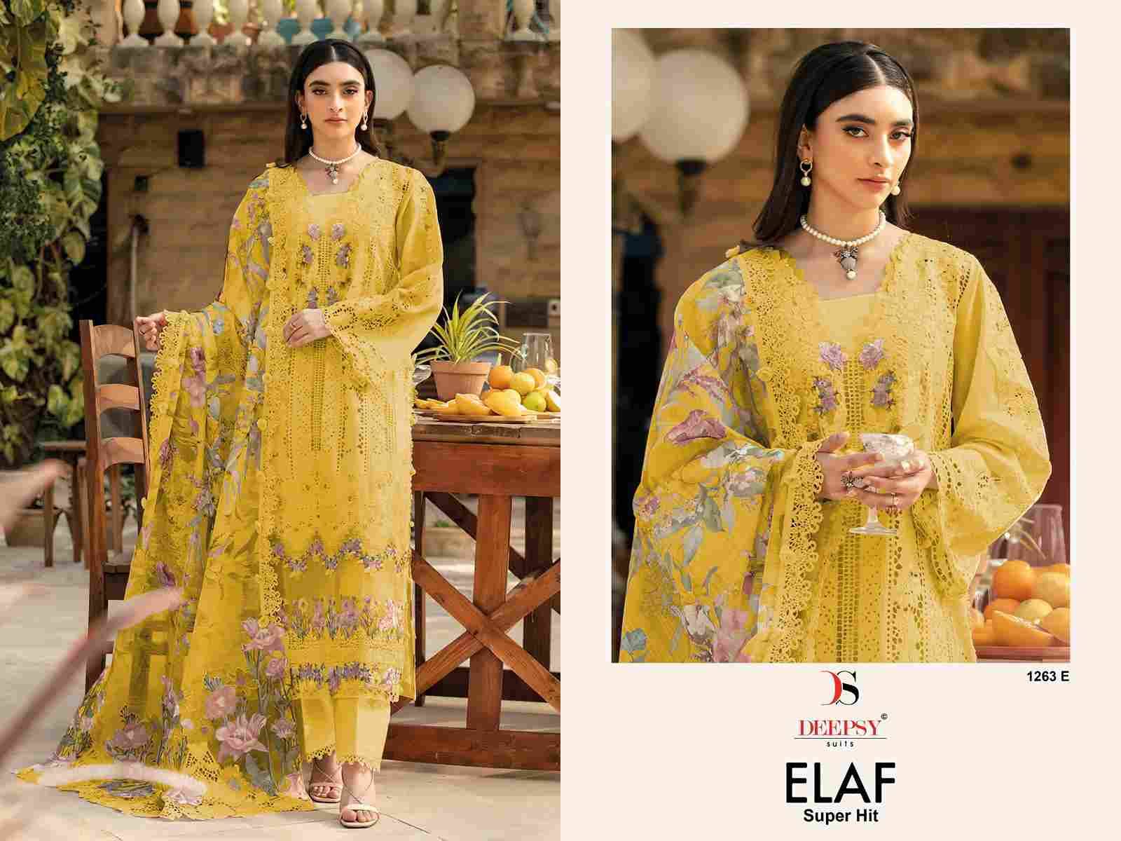 Elaf 1263 Colours Vol-2 By Deepsy Suits 1263-E To 1263-H Series Designer Pakistani Suits Beautiful Fancy Stylish Colorful Party Wear & Occasional Wear Pure Cotton Dresses At Wholesale Price