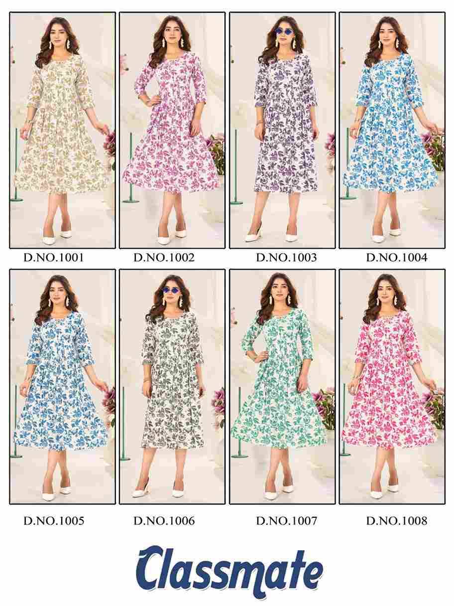 Classmate By Blue Hills 1001 To 1008 Series Designer Stylish Fancy Colorful Beautiful Party Wear & Ethnic Wear Collection Rayon Foil Kurtis At Wholesale Price