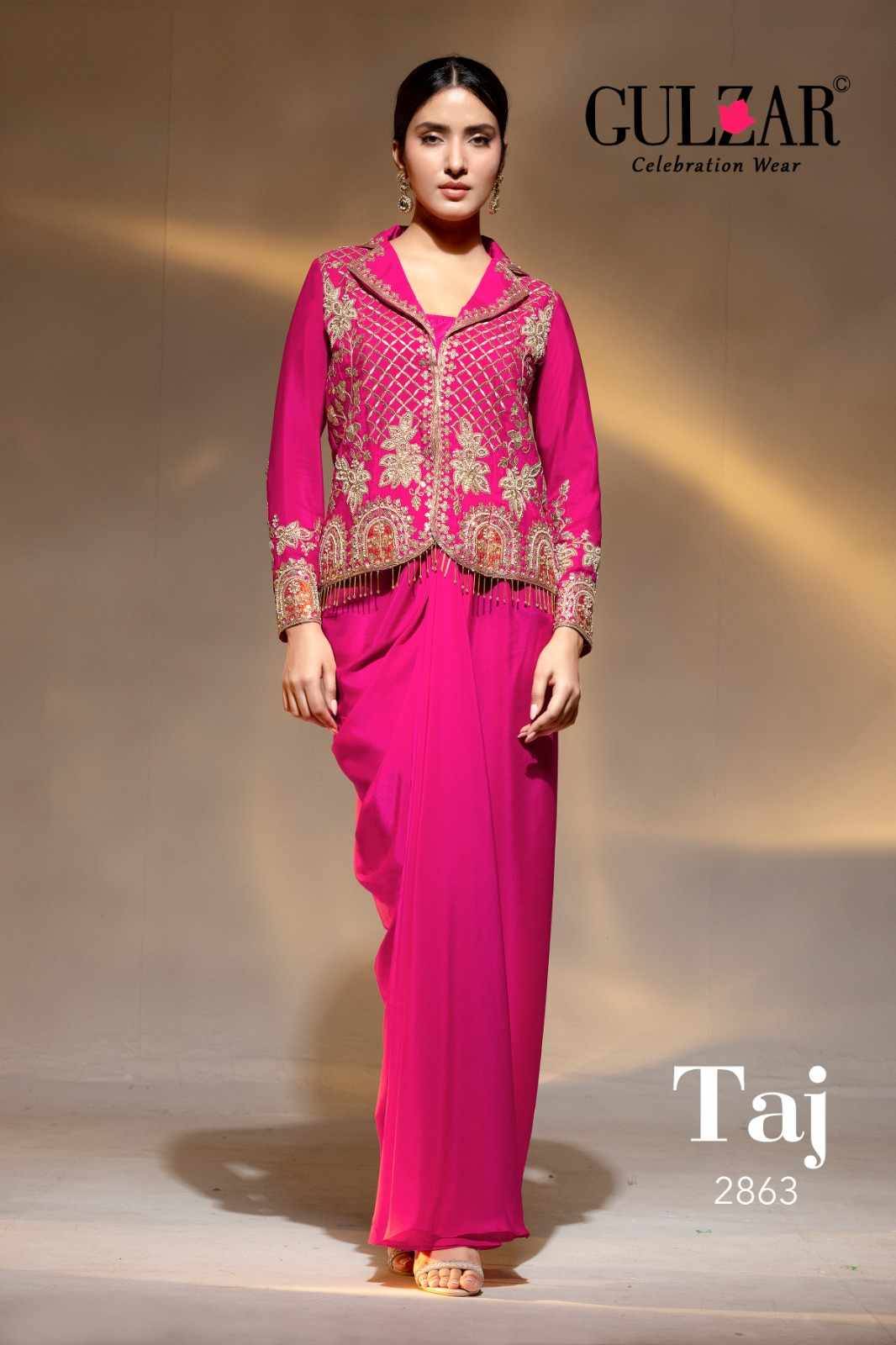 Taj By Gulzar 2861 To 2863 Series Designer Stylish Fancy Colorful Beautiful Party Wear & Ethnic Wear Collection Crepe Tops With Bottom At Wholesale Price