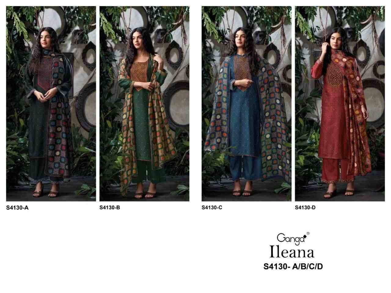 Ileana-4130 By Ganga Fashion 4130-A To 4130-D Series Beautiful Festive Suits Stylish Colorful Fancy Casual Wear & Ethnic Wear Premium Bemberg Silk Print Dresses At Wholesale Price