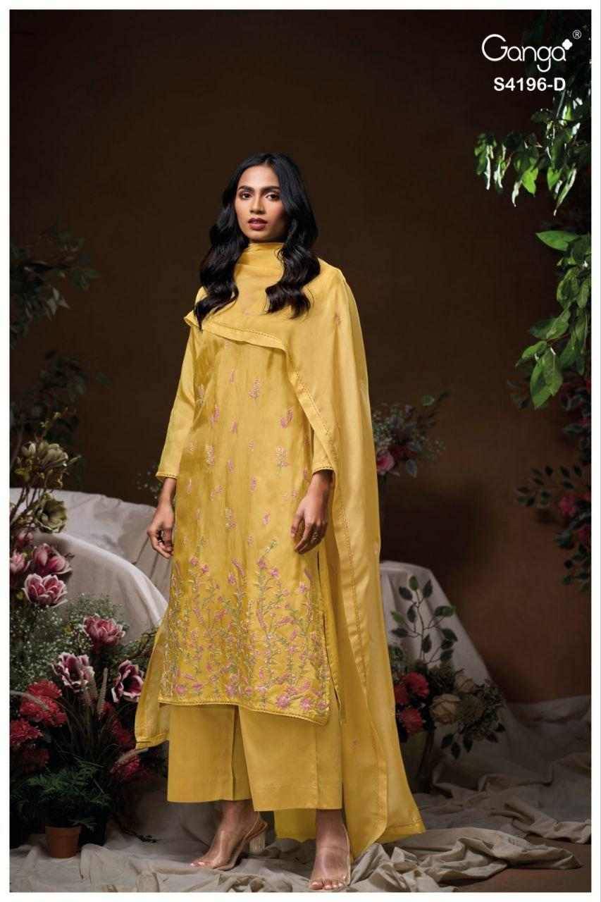 Biyona-4196 By Ganga Fashion 4196-A To 4196-D Series Beautiful Festive Suits Stylish Colorful Fancy Casual Wear & Ethnic Wear Premium Bemberg Silk Print Dresses At Wholesale Price