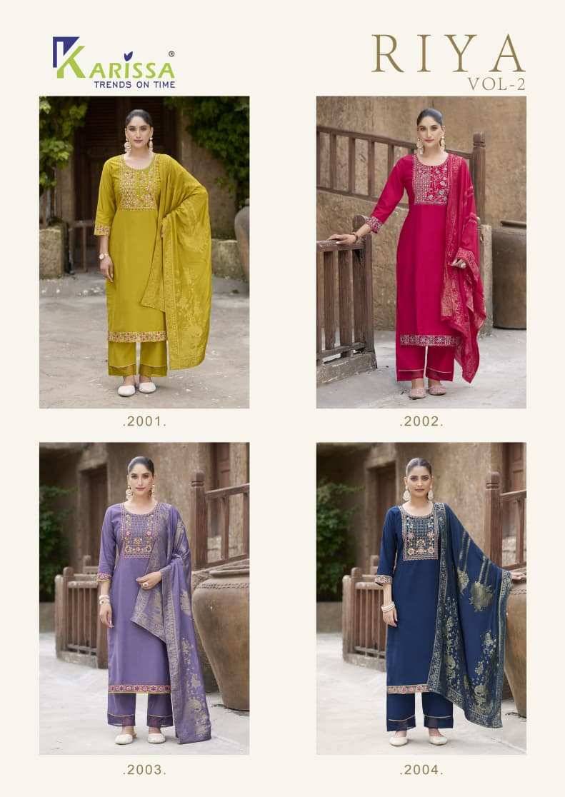 Riya Vol-2 By Karissa 2001 To 2004 Series Designer Festive Suits Collection Beautiful Stylish Fancy Colorful Party Wear & Occasional Wear Viscose Dresses At Wholesale Price