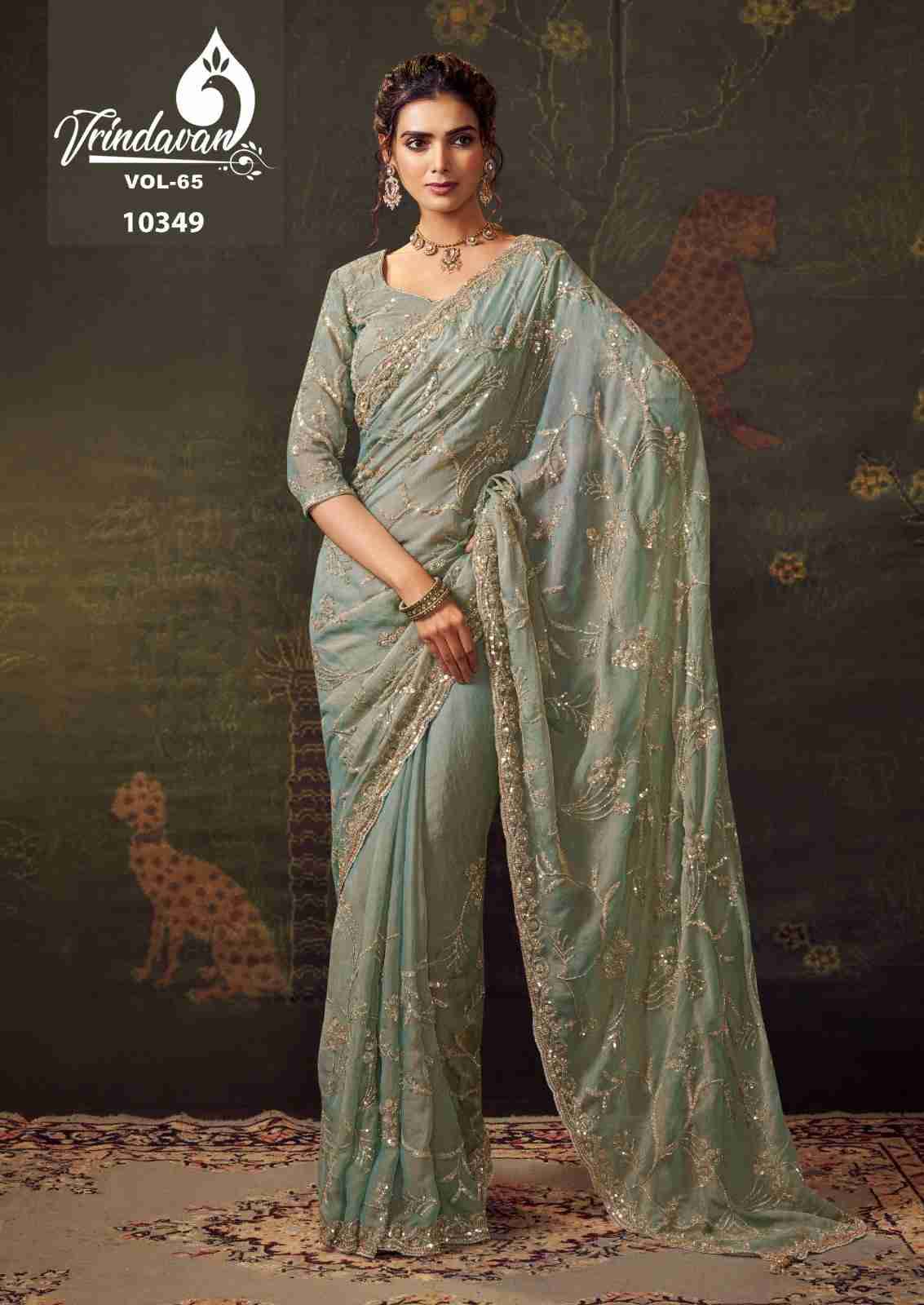 Vrindavan Vol-65 By Vrindavan 10347 To 10355 Series Indian Traditional Wear Collection Beautiful Stylish Fancy Colorful Party Wear & Occasional Wear Tissue Sarees At Wholesale Price