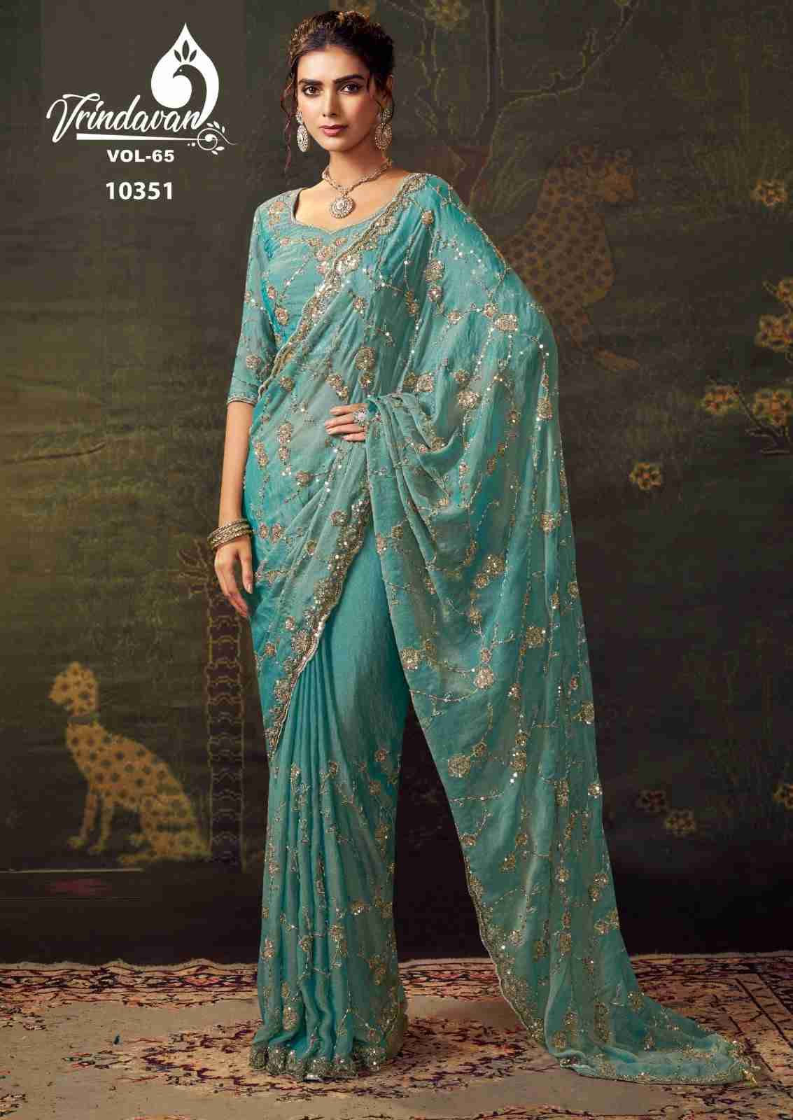 Vrindavan Vol-65 By Vrindavan 10347 To 10355 Series Indian Traditional Wear Collection Beautiful Stylish Fancy Colorful Party Wear & Occasional Wear Tissue Sarees At Wholesale Price
