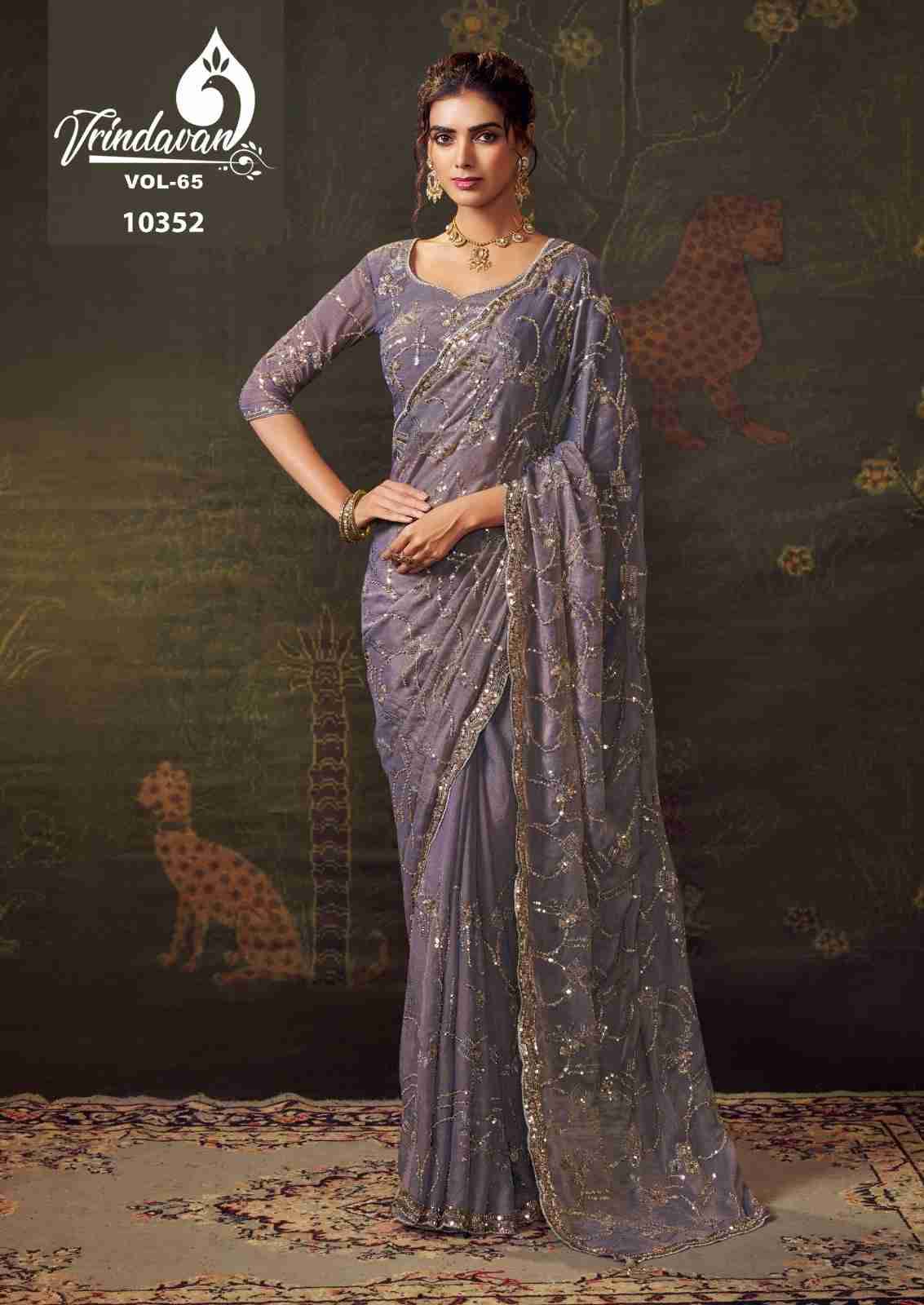 Vrindavan Vol-65 By Vrindavan 10347 To 10355 Series Indian Traditional Wear Collection Beautiful Stylish Fancy Colorful Party Wear & Occasional Wear Tissue Sarees At Wholesale Price